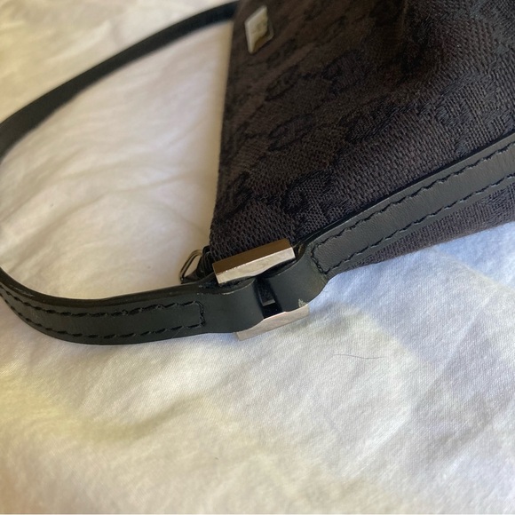 GUCCI Black Pouchette Monogram Mini Shoulder baguette handbag Y2K bag purse - Picture 8 of 16
